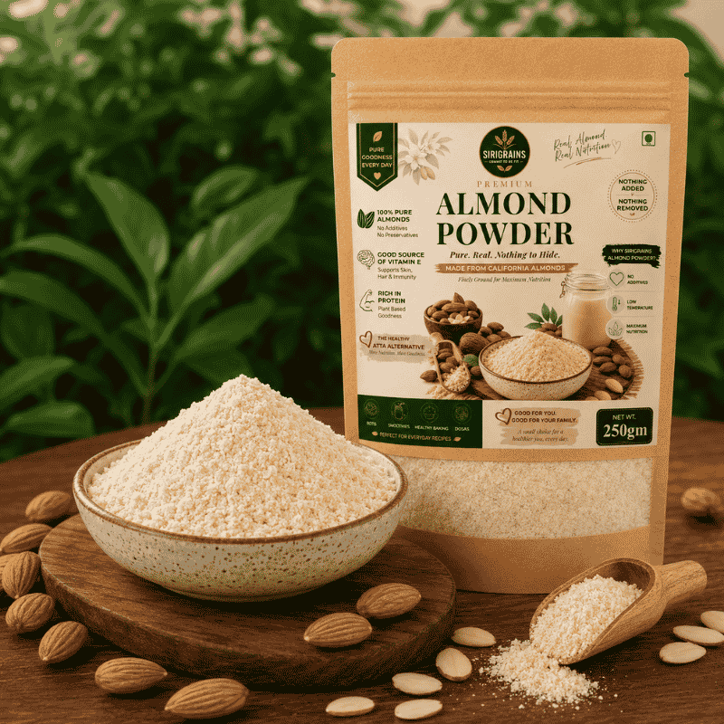 Sirigrains Pure Almond Powder Premium Badam Powder 100 Percent Almonds No Added Sugar Finely Ground