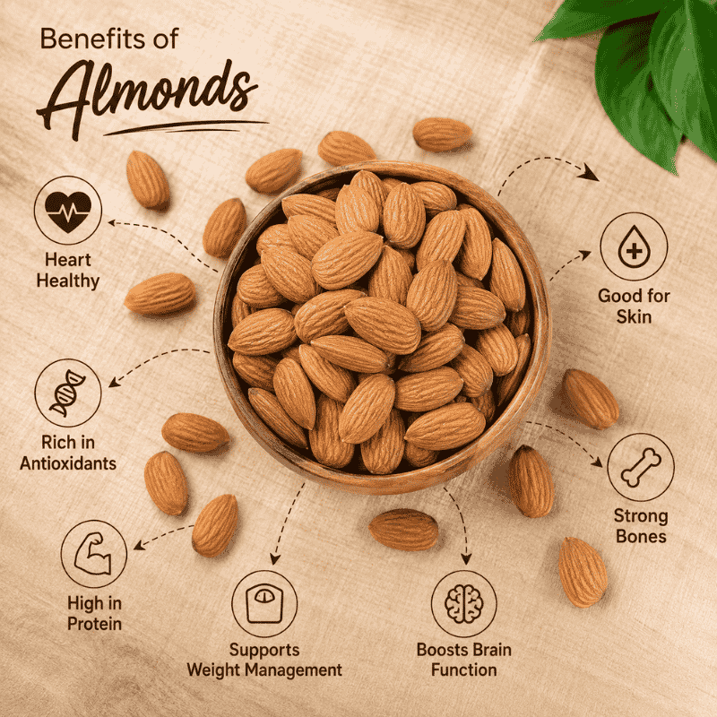 Almond Benefits Rich in Protein Healthy Fats Vitamin E and Daily Nutrition Sirigrains