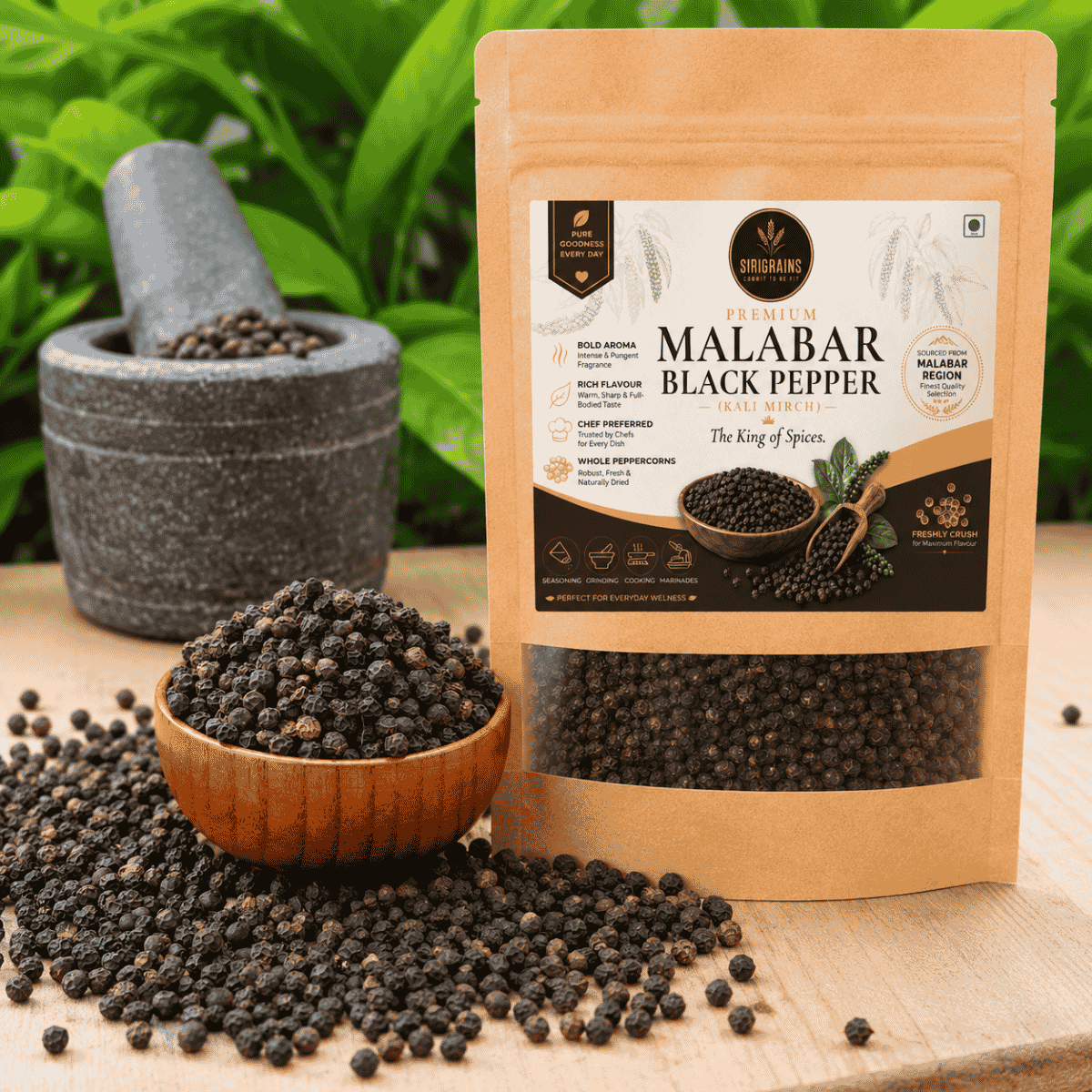 Premium Malabar Black Peppercorns Luxury Spice Photography Fresh Aromatic Kali Mirch Sirigrains