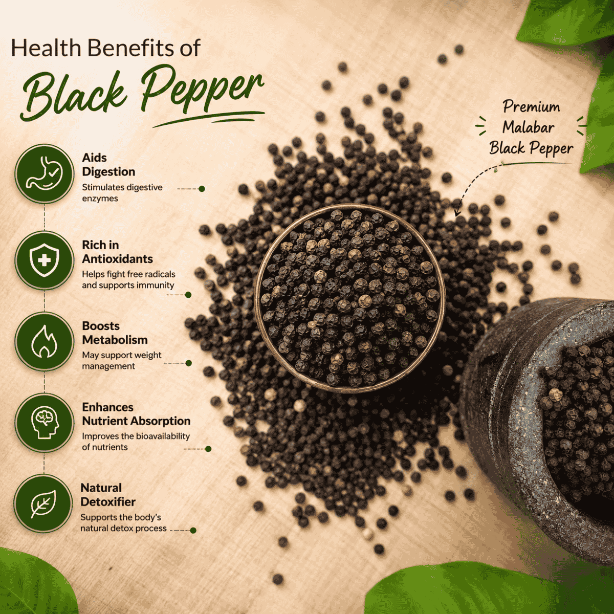 Black Pepper Benefits Rich in Piperine Supports Digestion Metabolism and Everyday Wellness Sirigrains