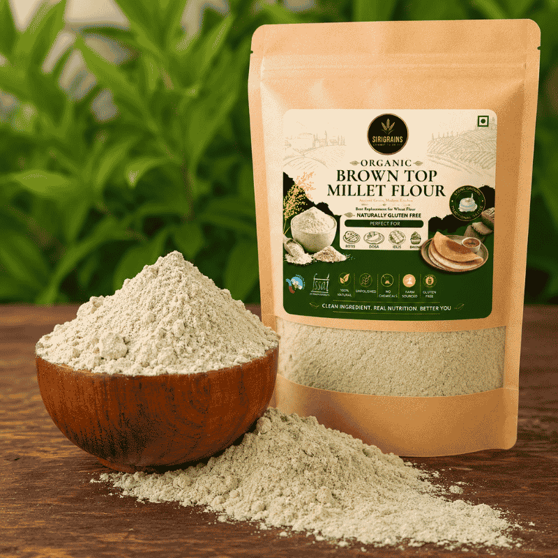 Freshly Stone Ground Browntop Millet Flour Showing Fine Natural Texture and Authentic Heritage Grain Quality by Sirigrains