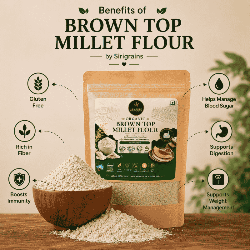 Ancient Browntop Millet Flour Naturally Rich in Dietary Fiber Plant Based Nutrition and Everyday Wellness by Sirigrains