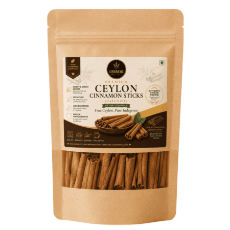 Sirigrains Premium Cinnamon Sticks Dalchini Ceylon Cassia Cinnamon Whole Spice in Kraft Stand Up Pouch