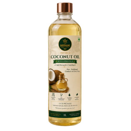SiriGrains Wood Pressed Coconut Oil Cold Pressed Virgin Coconut Oil Naturally Rich in MCT Traditional Wooden Ghani Extraction