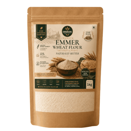 Sirigrains Khapli Atta Ancient Emmer Wheat Flour Stone Ground Low Gluten Heritage Whole Grain Flour
