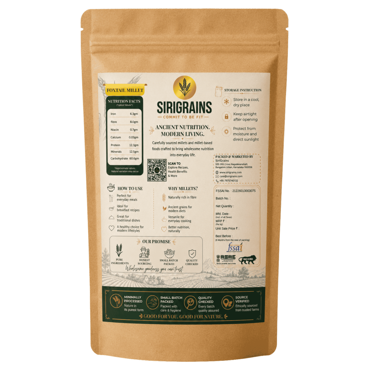 Close View of Finely Stone Ground Organic Foxtail Millet Flour Highlighting Natural Freshness and Premium Quality