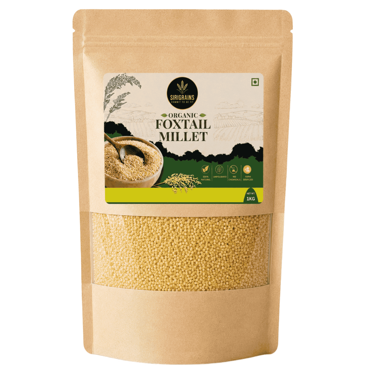 Foxtail Millet 1kg | Low GI, High Fiber, (Kangni / Navane) 1 Sirigrains Organic Foxtail Millet Premium Whole Ancient Grain Naturally Gluten Free Kangni Navane Millet