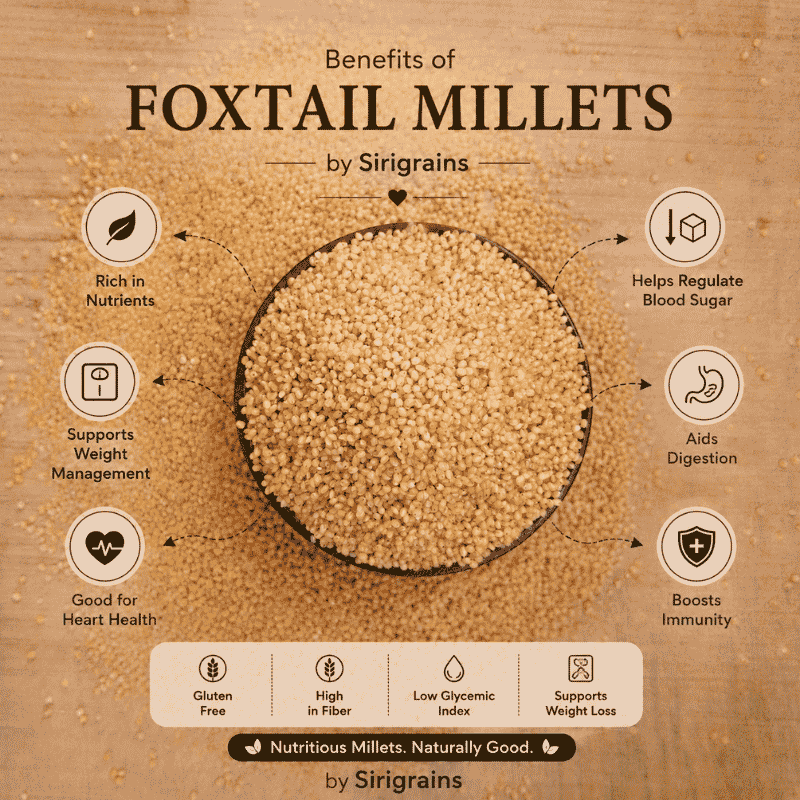 Ancient Foxtail Millet Naturally Rich in Dietary Fiber Plant Based Nutrition and Wholesome Everyday Meals by Sirigrains