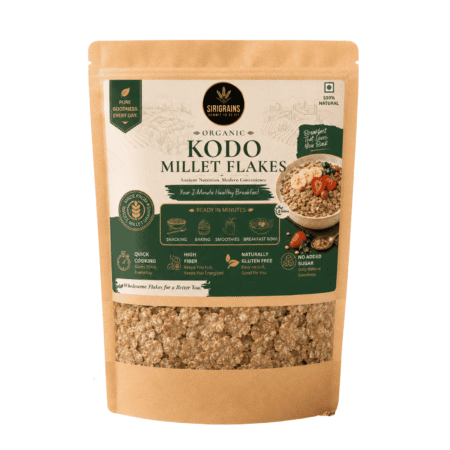 SiriGrains Organic Kodo Millet Flakes Premium Ancient Whole Grain Breakfast Naturally Gluten Free Ready to Cook