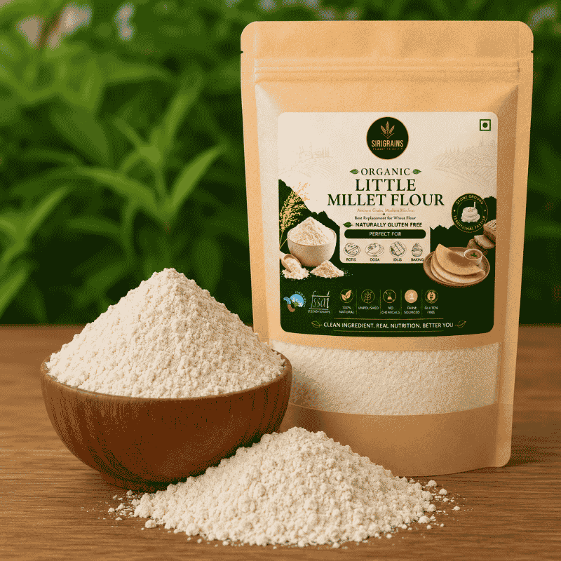 Fresh Stone Ground Little Millet Flour Showing Fine Natural Texture and Heritage Grain Quality by Sirigrains