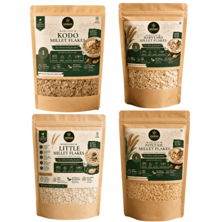 SiriGrains Millet Flakes Combo Pack Four Ancient Whole Grain Breakfast Flakes Naturally Gluten Free Heritage Millets