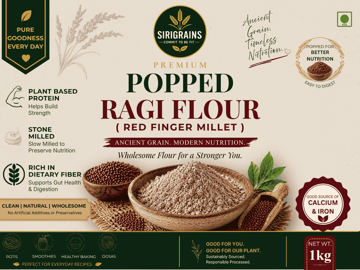 Popped Ragi Hurihittu Crafted Using Traditional Roasting Methods for Modern Healthy Kitchens by Sirigrains