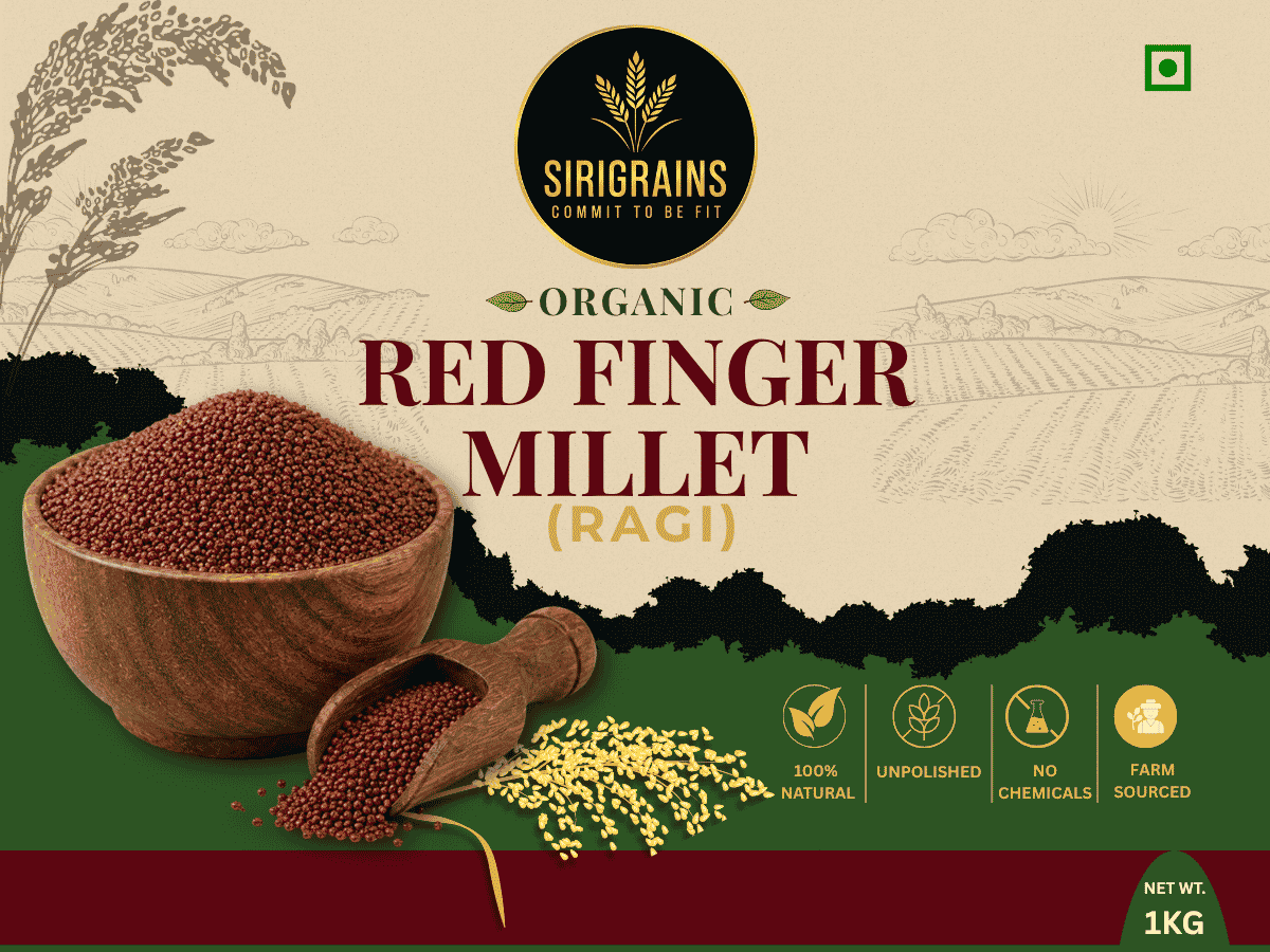 sirigrains organic ragi millet ancient Whole Grain for babies with high calcium, label