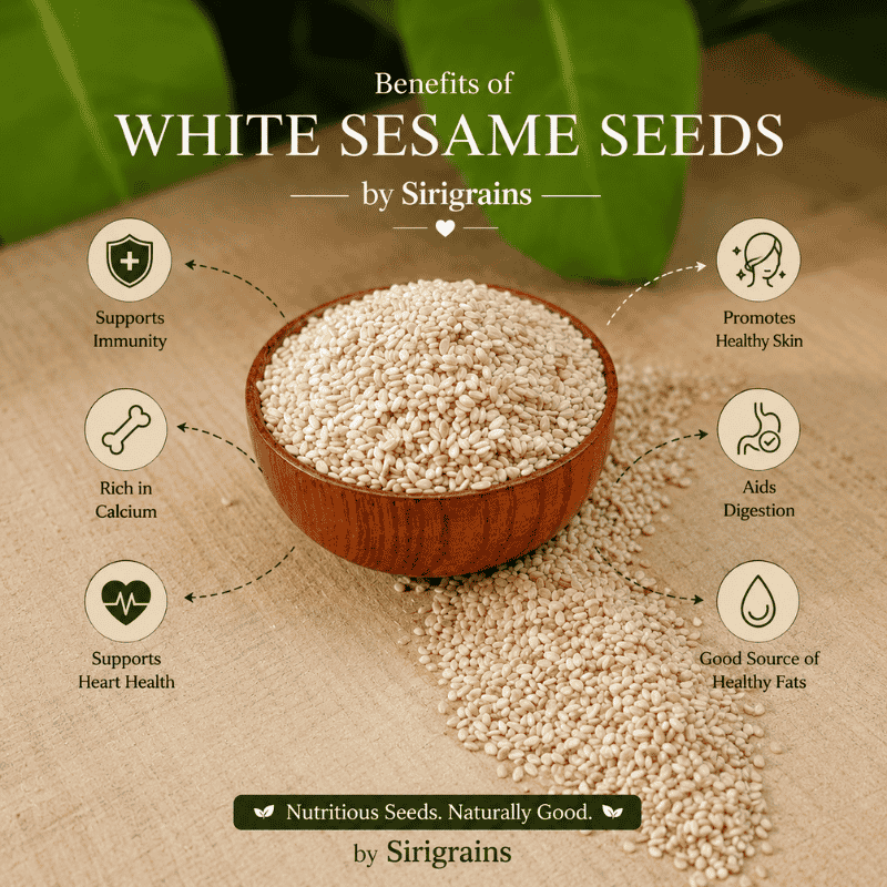 White Sesame Seeds Benefits Rich in Calcium Protein Healthy Fats and Daily Nutrition Sirigrains