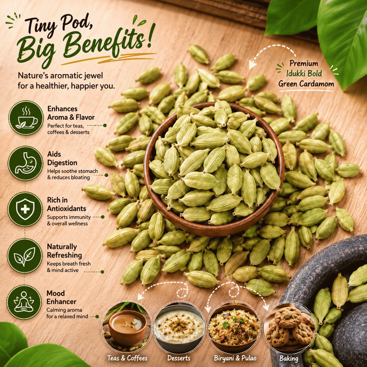 Green Cardamom Benefits Rich Aroma Natural Freshness Digestive Support Premium Elaichi Sirigrains