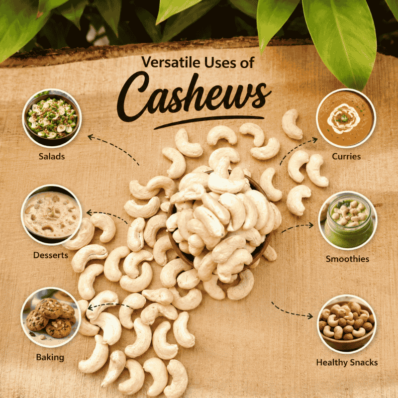 Premium Cashews Kaju for Snacking Breakfast Bowls Desserts Smoothies and Healthy Recipes Sirigrains