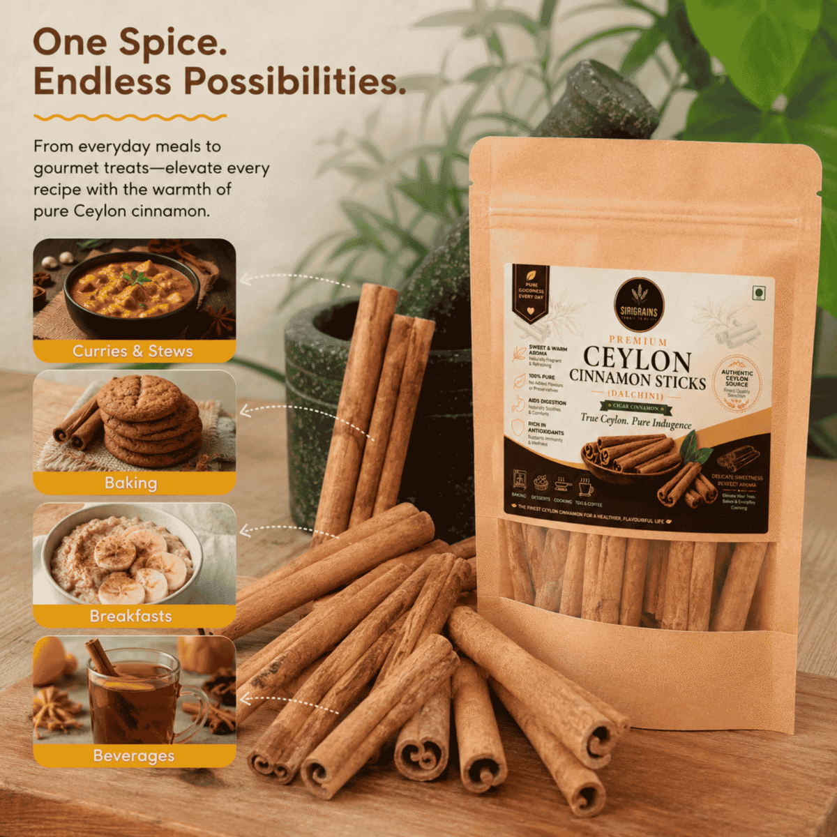 Ways to Use Cinnamon Sticks in Tea Coffee Baking Desserts and Cooking Sirigrains