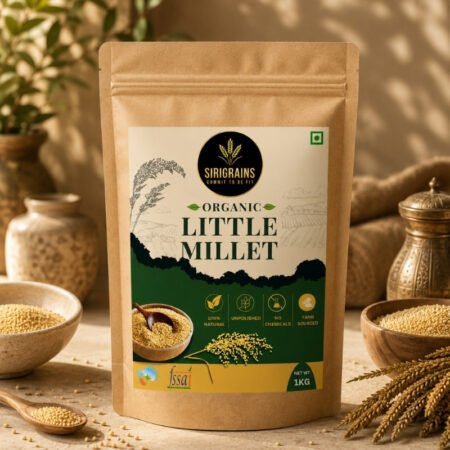 SiriGrains Organic Little Millet (Samai / Kutki) - 1kg | Low GI, High Calcium, Gluten-Free Grain for Diabetes & Bone Health